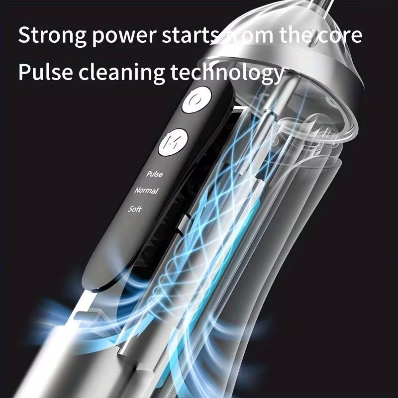 Pulse cleaning technology device with text on a black background