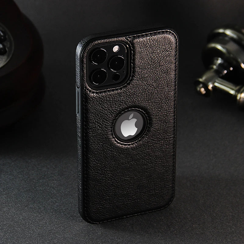 Cell Phone Case High Quality PU Leather Mobile Phones Cases for iPhone 11 12 13 14 15 Pro Max X XR Black Luxury Business Cover