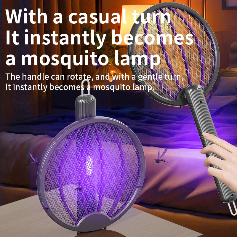 Foldable Electric Mosquito Swatter 3-in-1 Electric Mosquito Killer Anti-mosquito Lamp Rechargeable Wall-Mounted Mosquito Swatter