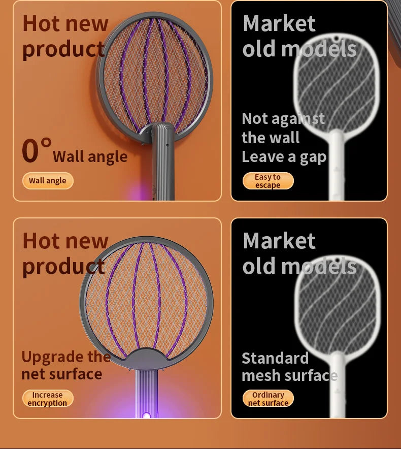 Foldable Electric Mosquito Swatter 3-in-1 Electric Mosquito Killer Anti-mosquito Lamp Rechargeable Wall-Mounted Mosquito Swatter