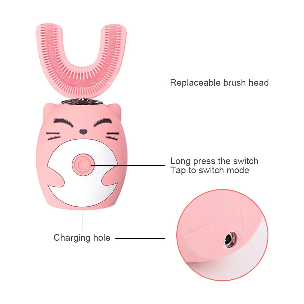 Child Sonic Electric Toothbrush Cleaning Silicone Children 360 Degrees Automatic USB Rechargeable Smart Kids Toothbrush u shape