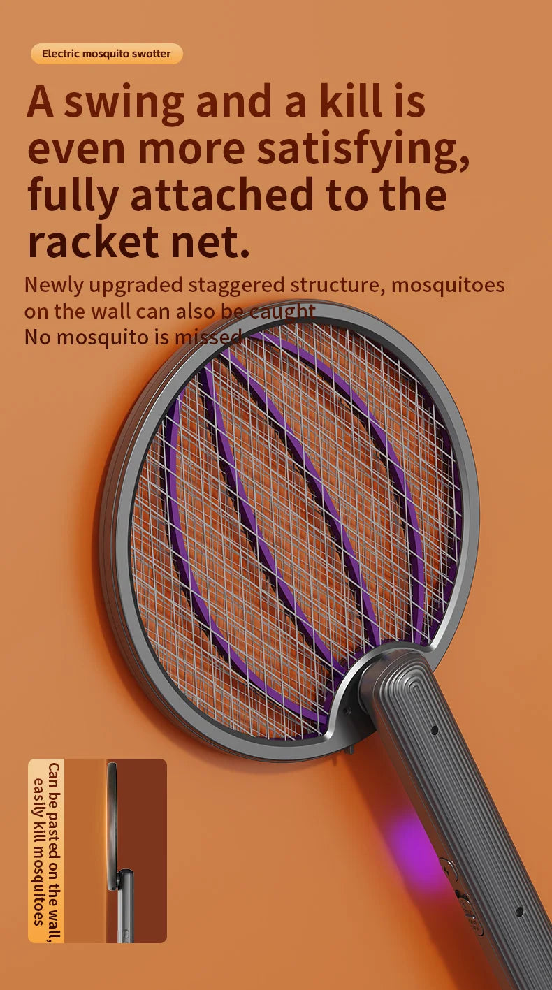 Foldable Electric Mosquito Swatter 3-in-1 Electric Mosquito Killer Anti-mosquito Lamp Rechargeable Wall-Mounted Mosquito Swatter
