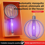 Foldable Electric Mosquito Swatter 3-in-1 Electric Mosquito Killer Anti-mosquito Lamp Rechargeable Wall-Mounted Mosquito Swatter