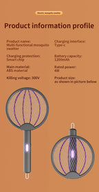 Foldable Electric Mosquito Swatter 3-in-1 Electric Mosquito Killer Anti-mosquito Lamp Rechargeable Wall-Mounted Mosquito Swatter