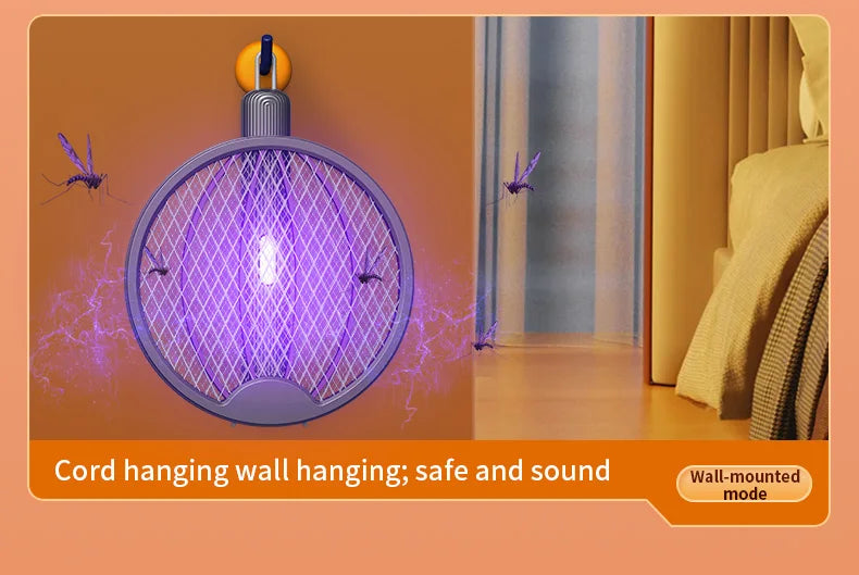 Foldable Electric Mosquito Swatter 3-in-1 Electric Mosquito Killer Anti-mosquito Lamp Rechargeable Wall-Mounted Mosquito Swatter