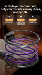 Foldable Electric Mosquito Swatter 3-in-1 Electric Mosquito Killer Anti-mosquito Lamp Rechargeable Wall-Mounted Mosquito Swatter