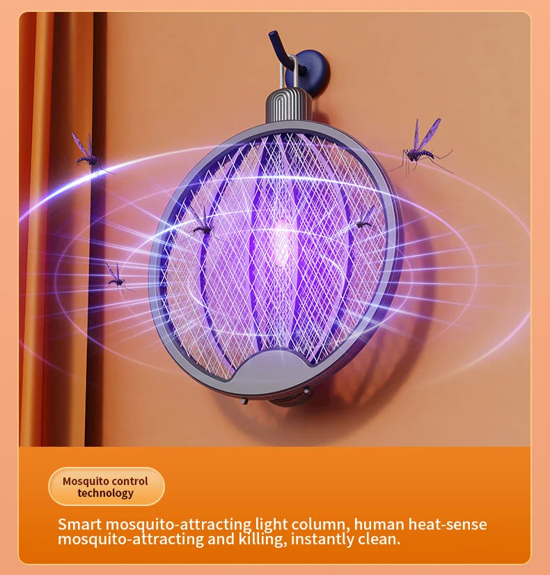 Foldable Electric Mosquito Swatter 3-in-1 Electric Mosquito Killer Anti-mosquito Lamp Rechargeable Wall-Mounted Mosquito Swatter