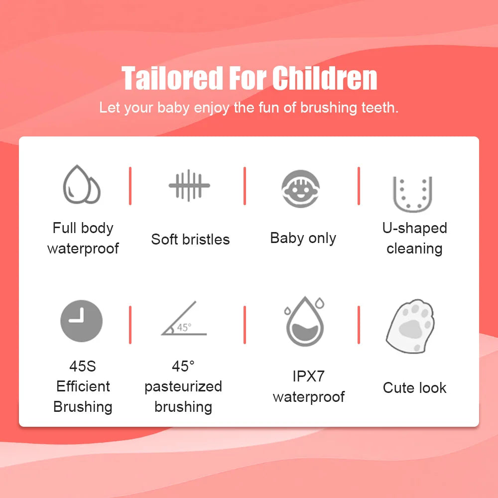 Child Sonic Electric Toothbrush Cleaning Silicone Children 360 Degrees Automatic USB Rechargeable Smart Kids Toothbrush u shape