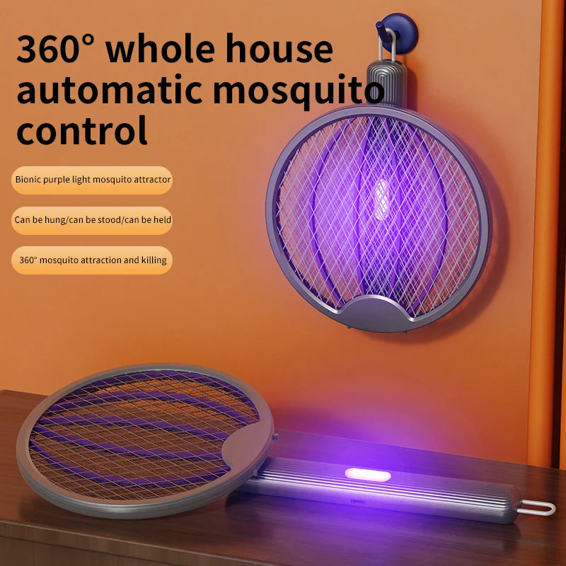 Foldable Electric Mosquito Swatter 3-in-1 Electric Mosquito Killer Anti-mosquito Lamp Rechargeable Wall-Mounted Mosquito Swatter