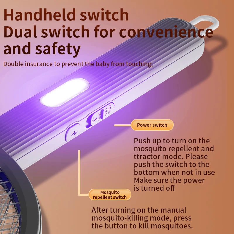 Foldable Electric Mosquito Swatter 3-in-1 Electric Mosquito Killer Anti-mosquito Lamp Rechargeable Wall-Mounted Mosquito Swatter